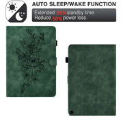 For Amazon Kindle Fire HD8 2020 Peony Butterfly Embossed Leather Smart Tablet Case(Green)