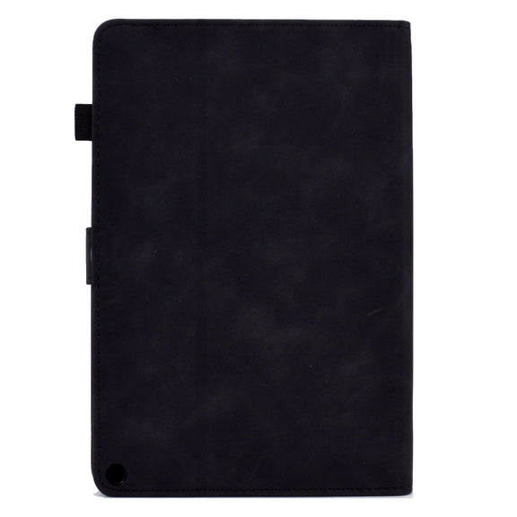 For Amazon Kindle Fire HD8 2020 Peony Butterfly Embossed Leather Smart Tablet Case(Black)