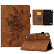For Amazon Kindle Fire 7 2019/2017/2015 Peony Butterfly Embossed Leather Smart Tablet Case(Brown) - Amazon by PMC TechLife | Online Shopping South Africa | PMC TechLife | Buy Now Pay Later Mobicred
