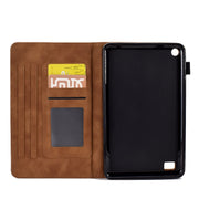For Amazon Kindle Fire 7 2019/2017/2015 Peony Butterfly Embossed Leather Smart Tablet Case(Brown)