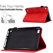 For Amazon Kindle Fire 7 2019/2017/2015 Peony Butterfly Embossed Leather Smart Tablet Case(Red)