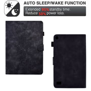 For Amazon Kindle Fire 7 2019/2017/2015 Peony Butterfly Embossed Leather Smart Tablet Case(Black)