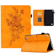For Amazon Kindle Fire 7 2019/2017/2015 Peony Butterfly Embossed Leather Smart Tablet Case(Khaki) - Amazon by PMC TechLife | Online Shopping South Africa | PMC TechLife | Buy Now Pay Later Mobicred