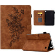 For Amazon Kindle Fire 7 2022 Peony Butterfly Embossed Leather Smart Tablet Case(Brown) - Amazon by PMC TechLife | Online Shopping South Africa | PMC TechLife | Buy Now Pay Later Mobicred