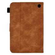For Amazon Kindle Fire 7 2022 Peony Butterfly Embossed Leather Smart Tablet Case(Brown)
