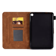 For Amazon Kindle Fire 7 2022 Peony Butterfly Embossed Leather Smart Tablet Case(Brown)