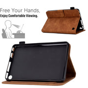 For Amazon Kindle Fire 7 2022 Peony Butterfly Embossed Leather Smart Tablet Case(Brown)