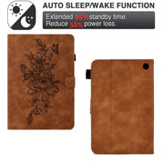For Amazon Kindle Fire 7 2022 Peony Butterfly Embossed Leather Smart Tablet Case(Brown)