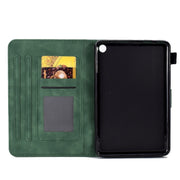 For Amazon Kindle Fire 7 2022 Peony Butterfly Embossed Leather Smart Tablet Case(Green)