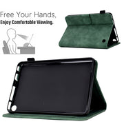 For Amazon Kindle Fire 7 2022 Peony Butterfly Embossed Leather Smart Tablet Case(Green)