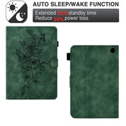 For Amazon Kindle Fire 7 2022 Peony Butterfly Embossed Leather Smart Tablet Case(Green)