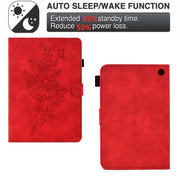 For Amazon Kindle Fire 7 2022 Peony Butterfly Embossed Leather Smart Tablet Case(Red)
