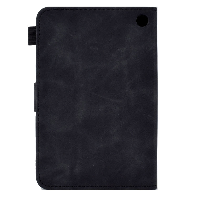 For Amazon Kindle Fire 7 2022 Peony Butterfly Embossed Leather Smart Tablet Case(Black)