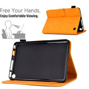 For Amazon Kindle Fire 7 2022 Peony Butterfly Embossed Leather Smart Tablet Case(Khaki)