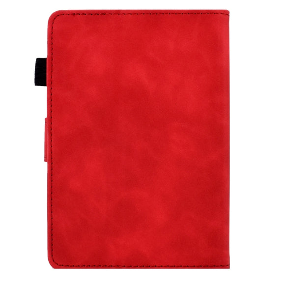 For Amazon Kindle Paperwhite 5 Peony Butterfly Embossed Leather Smart Tablet Case(Red)