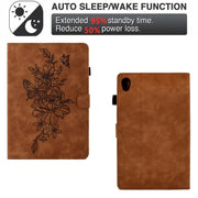 For Lenovo Tab M10 Gen 2 Peony Butterfly Embossed Leather Smart Tablet Case(Brown)