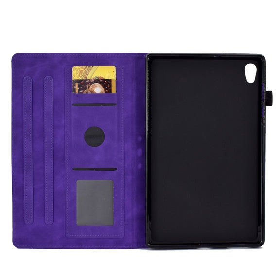 For Lenovo Tab M10 Gen 2 Peony Butterfly Embossed Leather Smart Tablet Case(Purple)