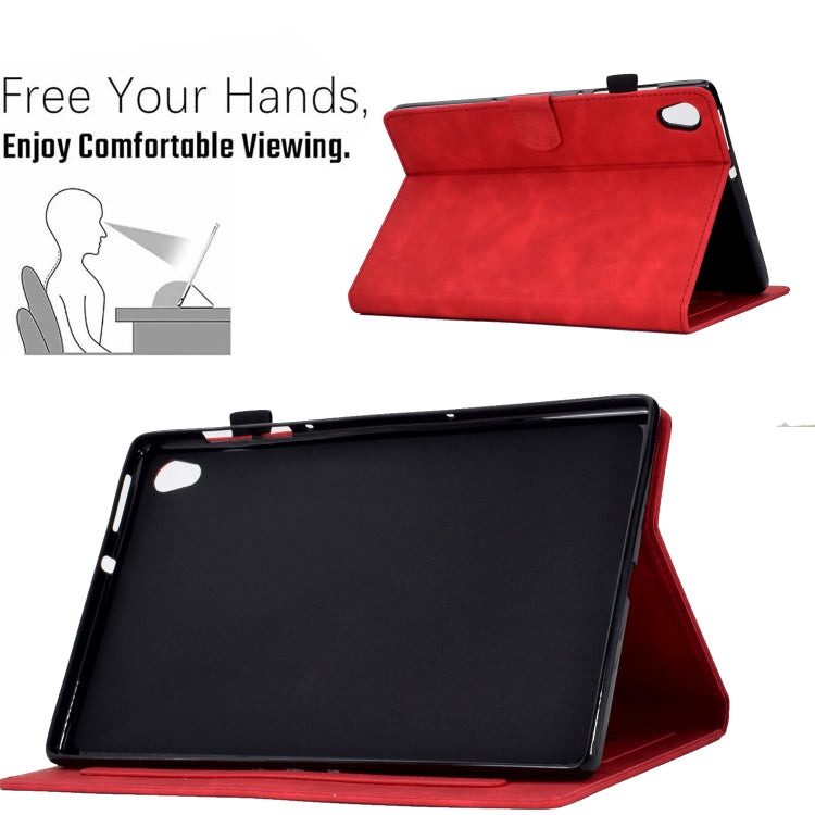 For Lenovo Tab M10 Gen 2 Peony Butterfly Embossed Leather Smart Tablet Case(Red)