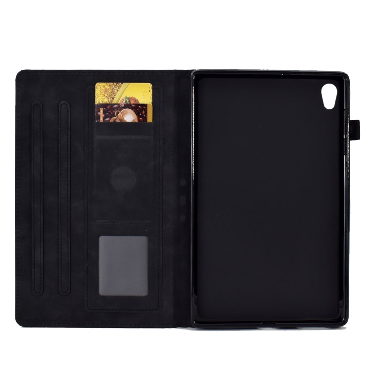 For Lenovo Tab M10 Gen 2 Peony Butterfly Embossed Leather Smart Tablet Case(Black)