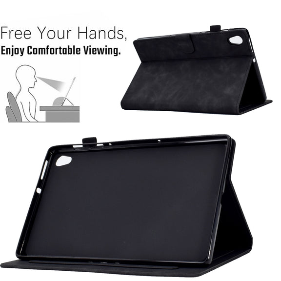 For Lenovo Tab M10 Gen 2 Peony Butterfly Embossed Leather Smart Tablet Case(Black)
