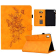 For Lenovo Tab M10 Gen 2 Peony Butterfly Embossed Leather Smart Tablet Case(Khaki) - Lenovo by PMC TechLife | Online Shopping South Africa | PMC TechLife | Buy Now Pay Later Mobicred