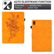 For Lenovo Tab M10 Gen 2 Peony Butterfly Embossed Leather Smart Tablet Case(Khaki)