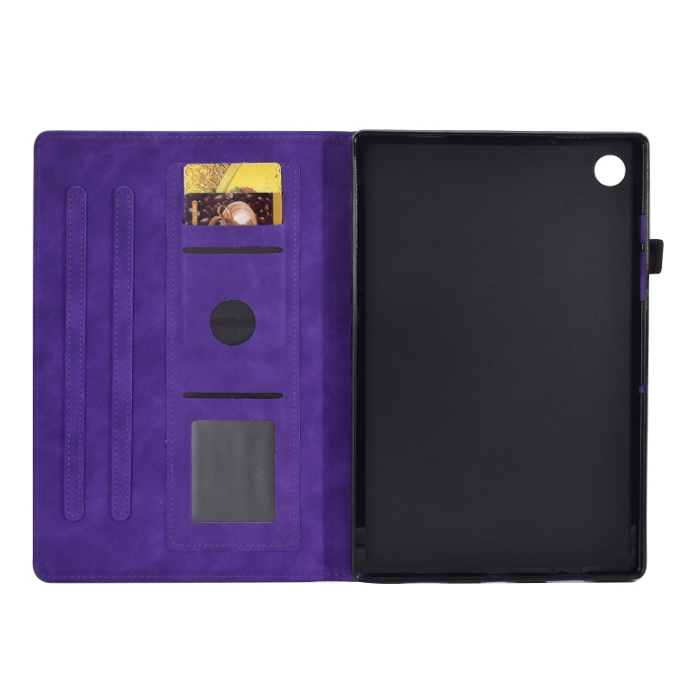 For Lenovo Tab M10 Plus Peony Butterfly Embossed Leather Smart Tablet Case(Purple)