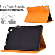 For Lenovo Tab M10 Plus Peony Butterfly Embossed Leather Smart Tablet Case(Khaki)
