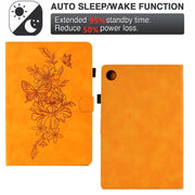 For Lenovo Tab M10 Plus Peony Butterfly Embossed Leather Smart Tablet Case(Khaki)