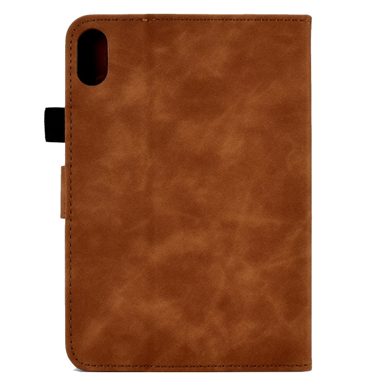 For Lenovo Tab P11 Peony Butterfly Embossed Leather Smart Tablet Case(Brown)