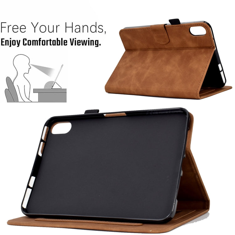 For Lenovo Tab P11 Peony Butterfly Embossed Leather Smart Tablet Case(Brown)