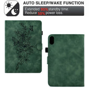 For Lenovo Tab P11 Peony Butterfly Embossed Leather Smart Tablet Case(Green)