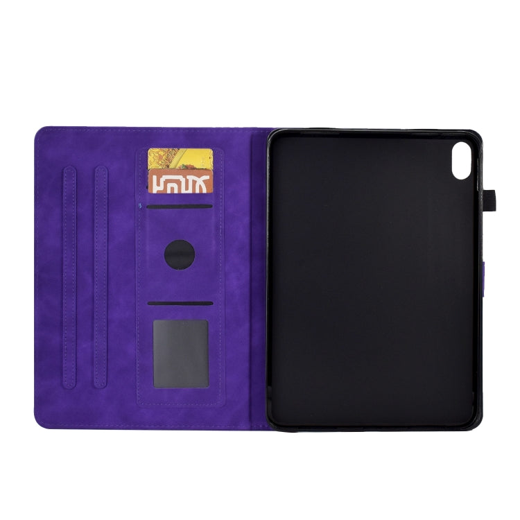 For Lenovo Tab P11 Peony Butterfly Embossed Leather Smart Tablet Case(Purple)