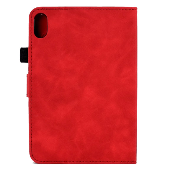 For Lenovo Tab P11 Peony Butterfly Embossed Leather Smart Tablet Case(Red)