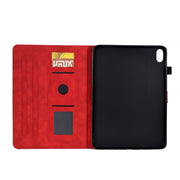 For Lenovo Tab P11 Peony Butterfly Embossed Leather Smart Tablet Case(Red)