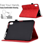 For Lenovo Tab P11 Peony Butterfly Embossed Leather Smart Tablet Case(Red)