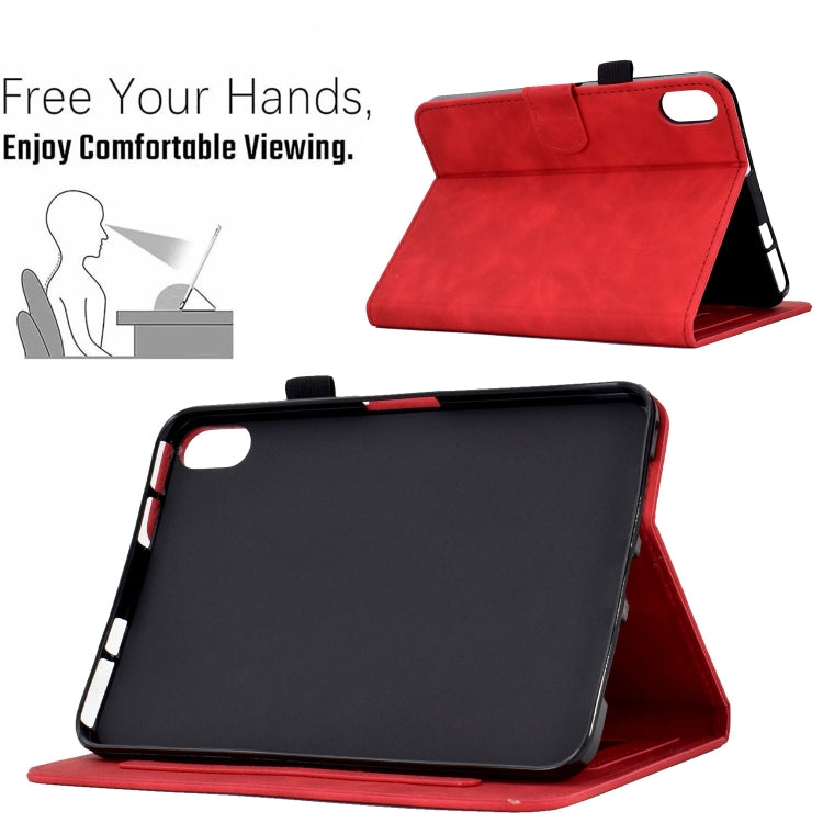 For Lenovo Tab P11 Peony Butterfly Embossed Leather Smart Tablet Case(Red)