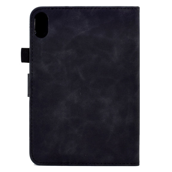 For Lenovo Tab P11 Peony Butterfly Embossed Leather Smart Tablet Case(Black)