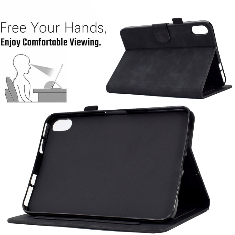 For Lenovo Tab P11 Peony Butterfly Embossed Leather Smart Tablet Case(Black)