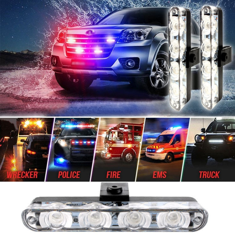 4 in 1 Car 16LEDs Grille Flash Lights Warning Lights with Wireless Remote Control(White Red)