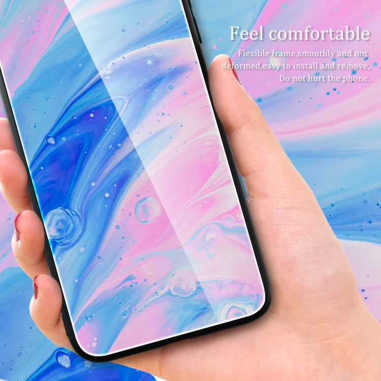 For OPPO A17 Marble Pattern Glass Phone Case(Typhoon)