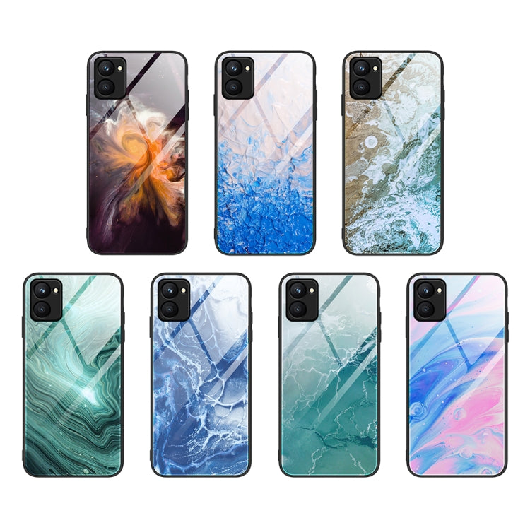 For Realme C33 Marble Pattern Glass Phone Case(Typhoon)