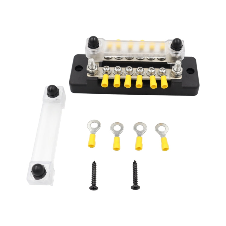 CP-3024 150A 12-48V RV Yacht Double-row 6-way Busbar with 16pcs Terminals(Black)