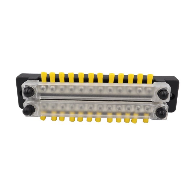 CP-3025 150A 12-48V RV Yacht Double-row 12-way Busbar with 28pcs Terminals(Black)