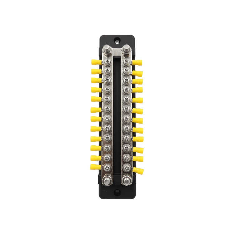 CP-3025 150A 12-48V RV Yacht Double-row 12-way Busbar with 28pcs Terminals(Black)