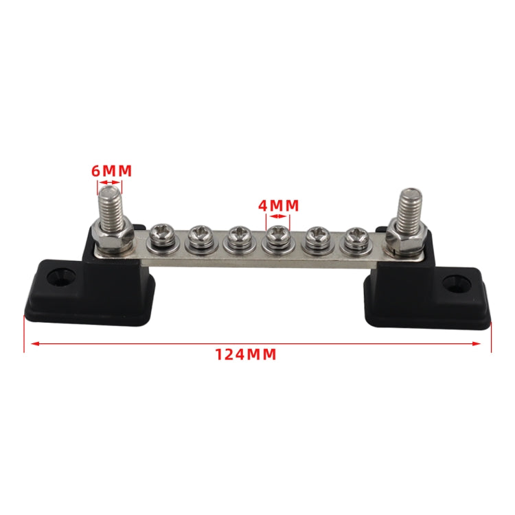 CP-3050 150A 12-48V RV Yacht 6-way Busbar with 8pcs Terminals(Black)