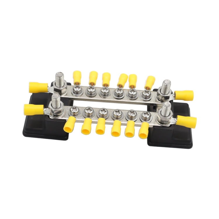 CP-3052 150A 12-48V RV Yacht Double-row 6-way Busbar with 16pcs Terminals(Black)