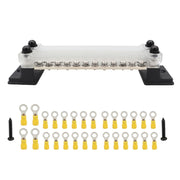 CP-3053 150A 12-48V RV Yacht Double-row 12-way Busbar with 28pcs Terminals(Black)