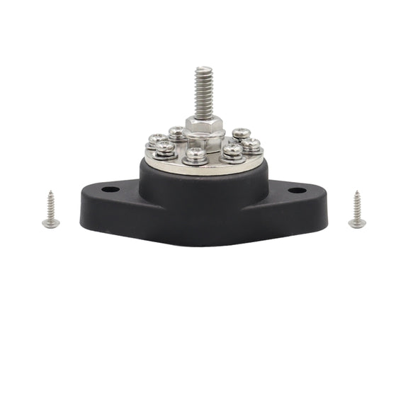 1/4 inch M6 RV Yacht 8-way Terminal Stud with 2 M5x20 Screws(Black)