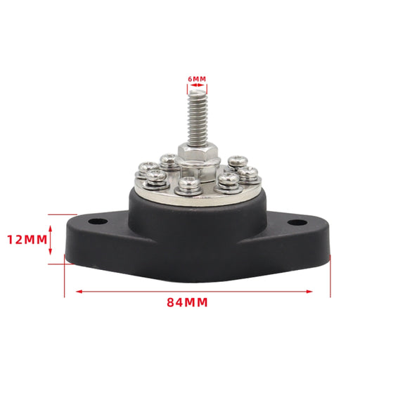 1/4 inch M6 RV Yacht 8-way Terminal Stud with 2 M5x20 Screws(Red)